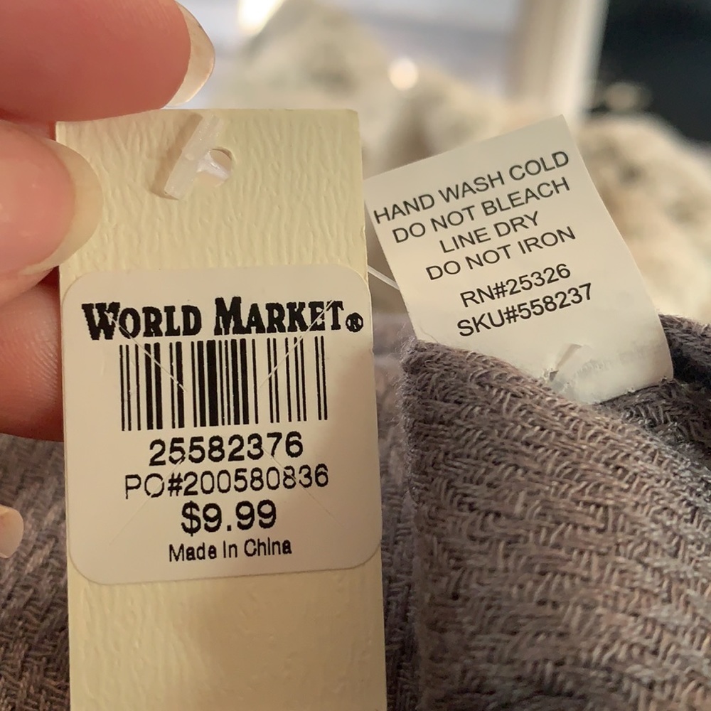 World Market Gray Dobby Pashmina Style Scarf - Picture 3 of 3